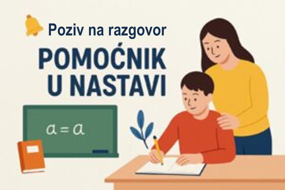 Poziv na razgovor – pomoćnici u nastavi – 30 sati – MŠ Rovišće